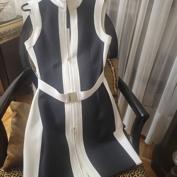 Sleeveless Black and White Dress, size 12 slim, more as 10. NWOT - Picture 7 of 7